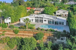 Aerial drone photo of residential home and neighborhood