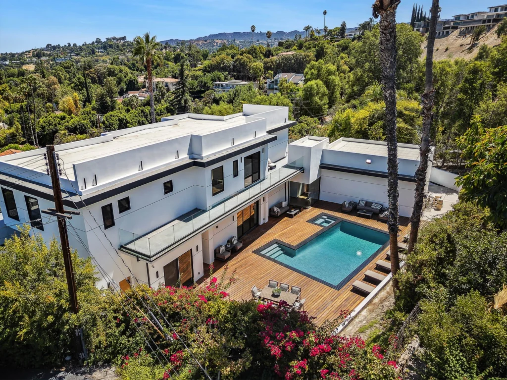 Aerial drone photography of residential neighborhood