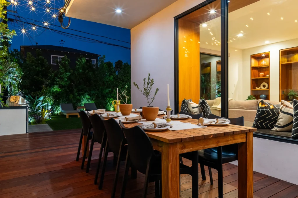 HDR real estate photography — exterior living area twilight