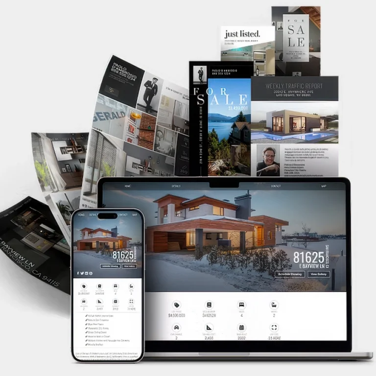 Real estate marketing kit with flyers and social media materials